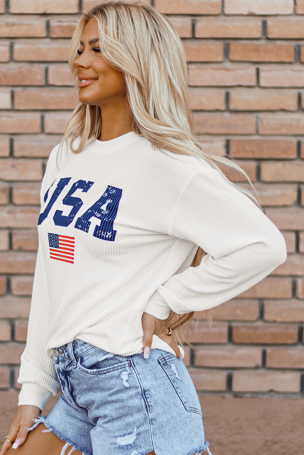 White USA Crewneck