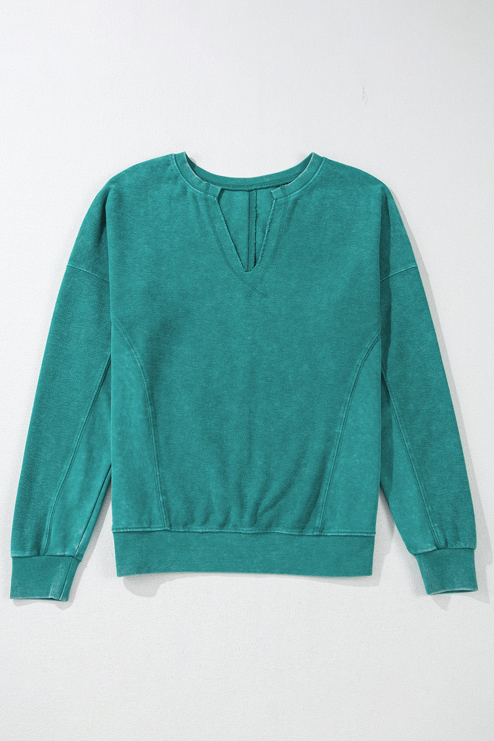 Teal Notched Neck Sweatshirt
