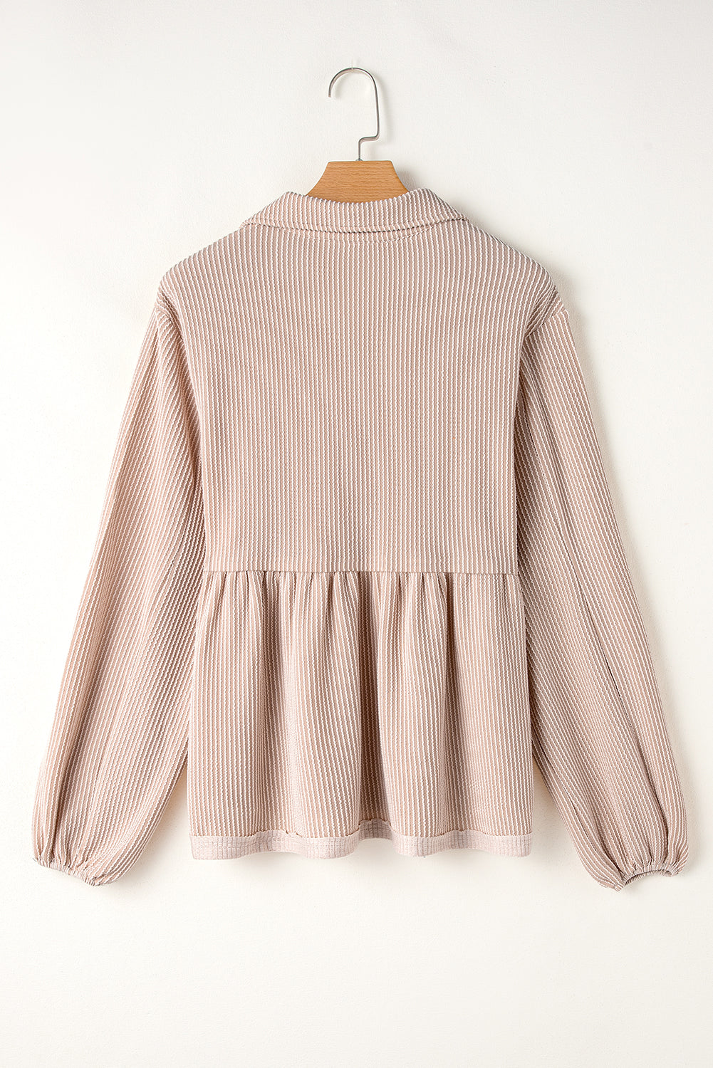 Parchment Corded V Neck Babydoll Blouse