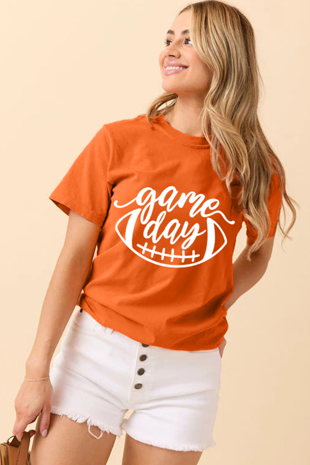 Orange ‘game day’ Football Print T-Shirt
