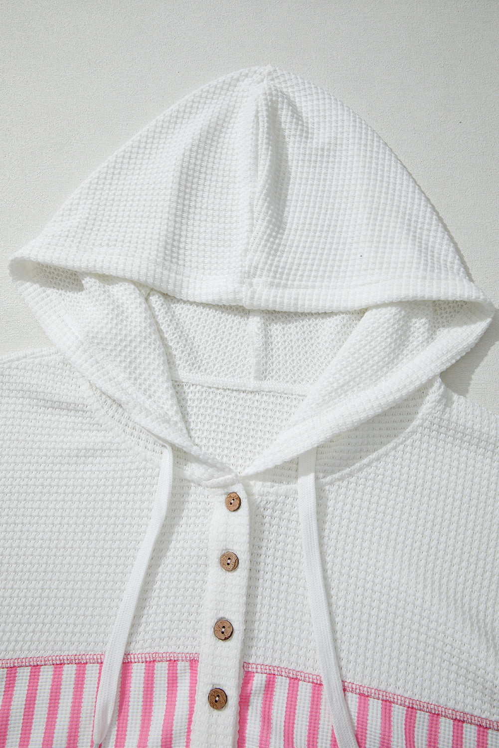 Pink Stripe Waffle Knit Plus Size Hoodie