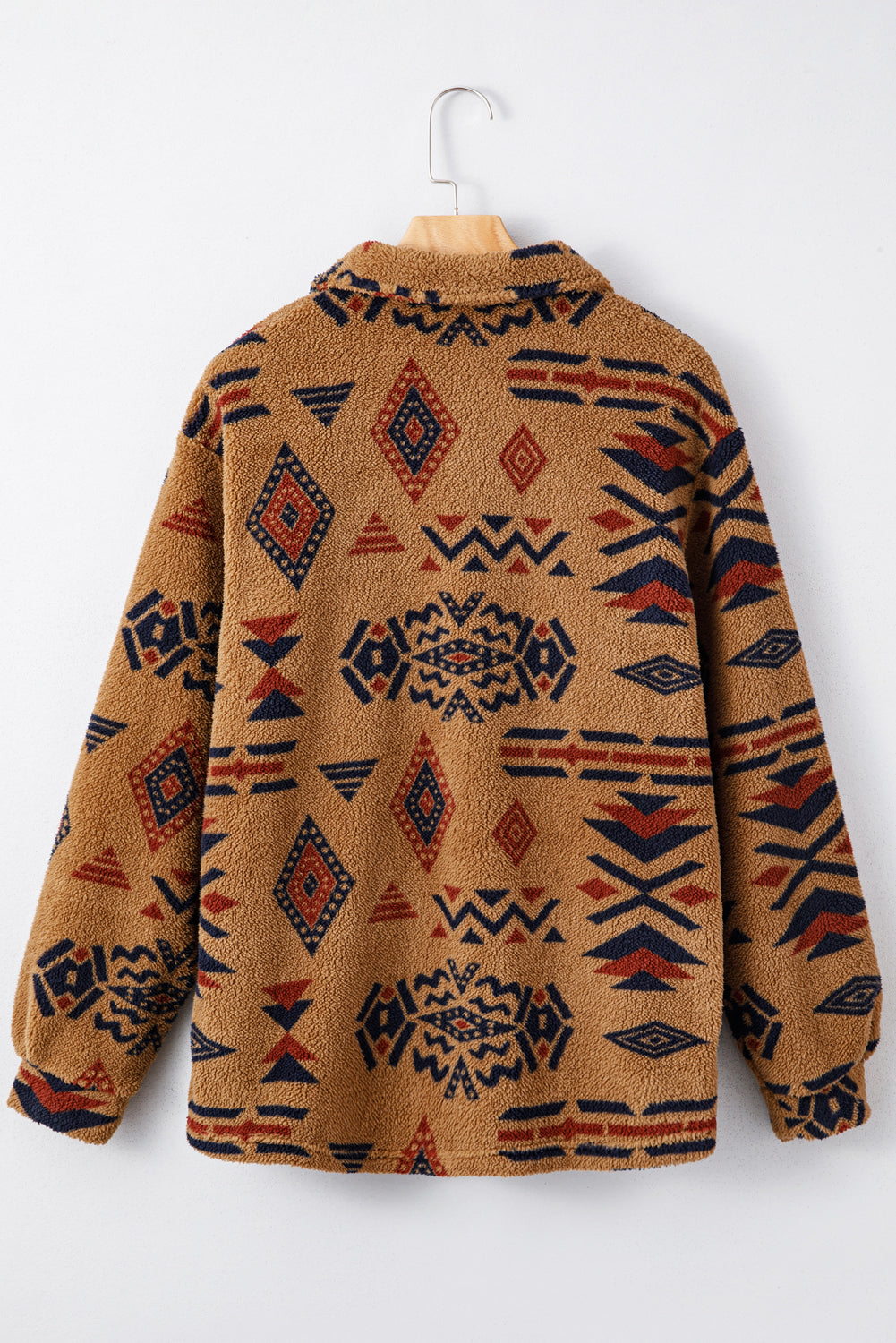 Brown Western Aztec Fleece Shacket