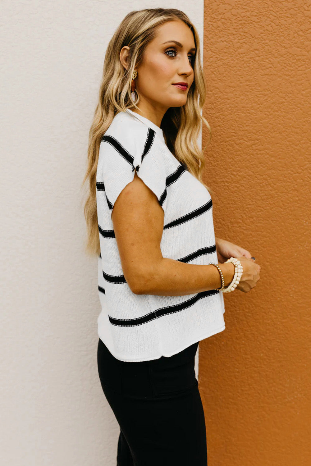 White Striped Sweater Tee