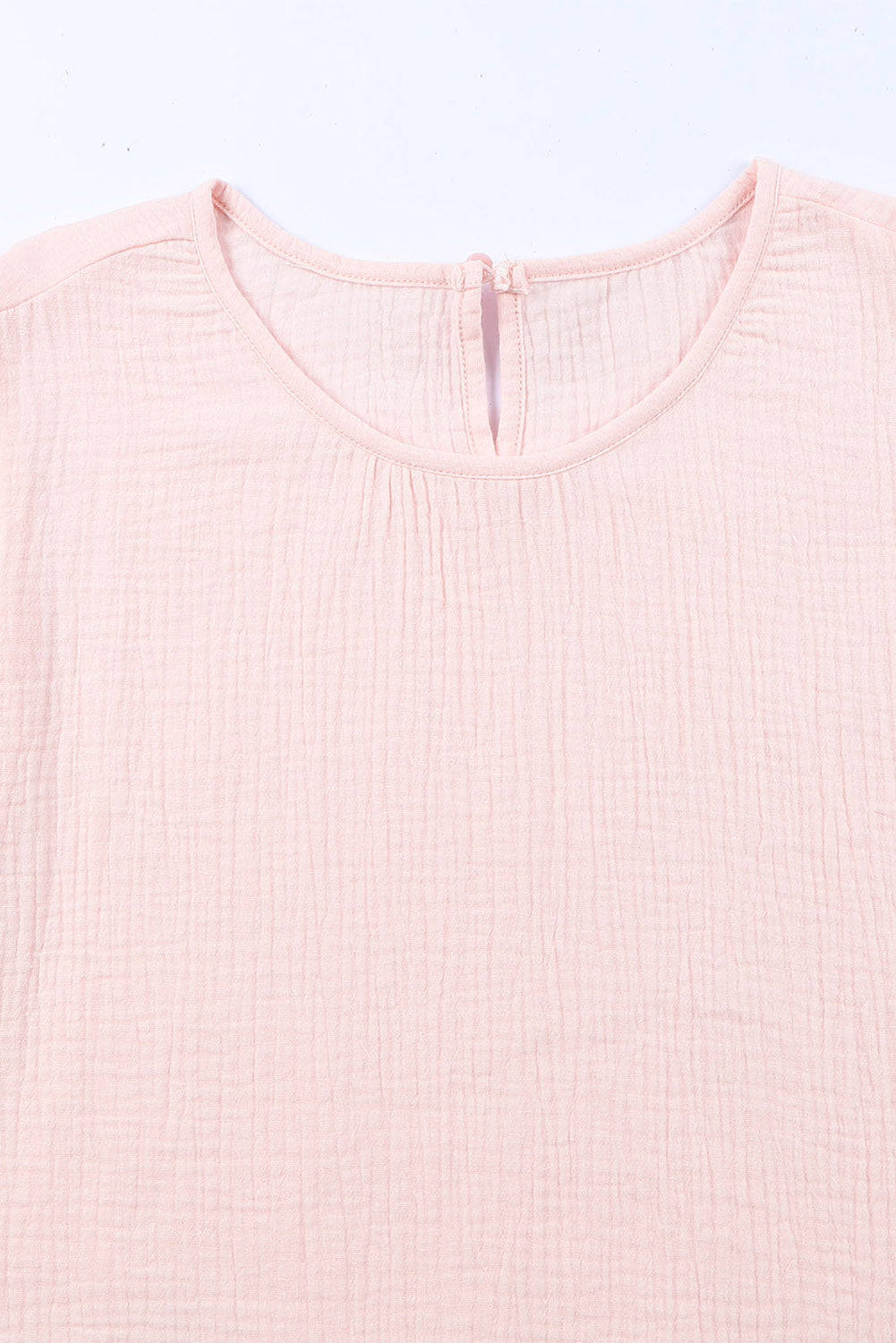 Pink Textured Tiered Short Sleeve Blouse