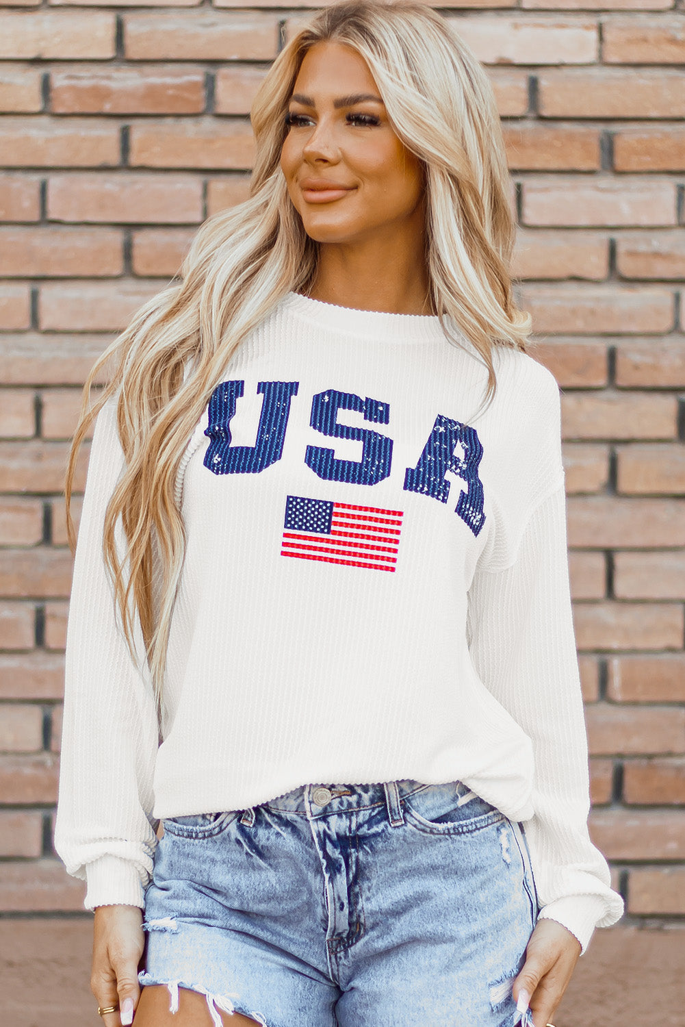 White USA Crewneck