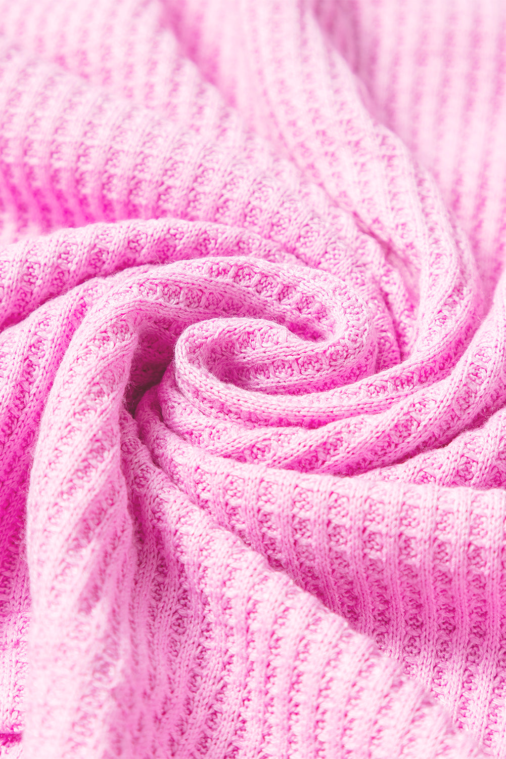 Pink Waffle Knit Exposed Seam Top