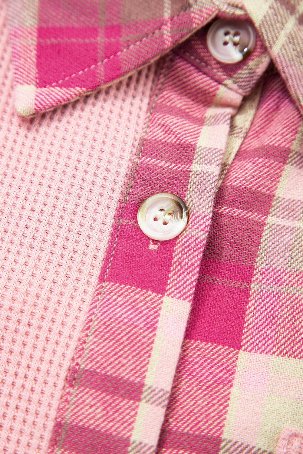 Pink Plaid Patchwork Plus Size Top