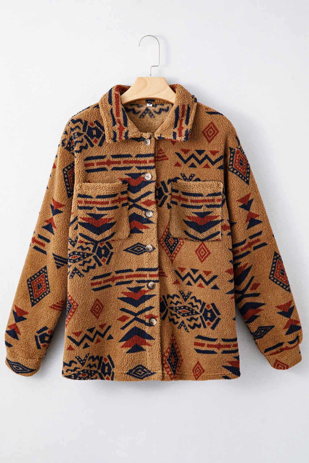 Brown Western Aztec Fleece Shacket