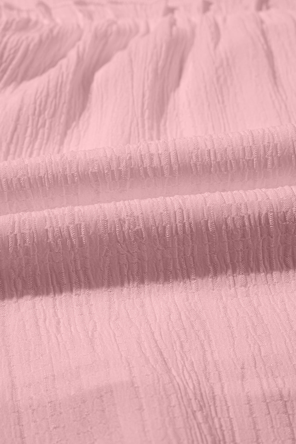 Light Pink Textured Trim V Neck Flowy Top